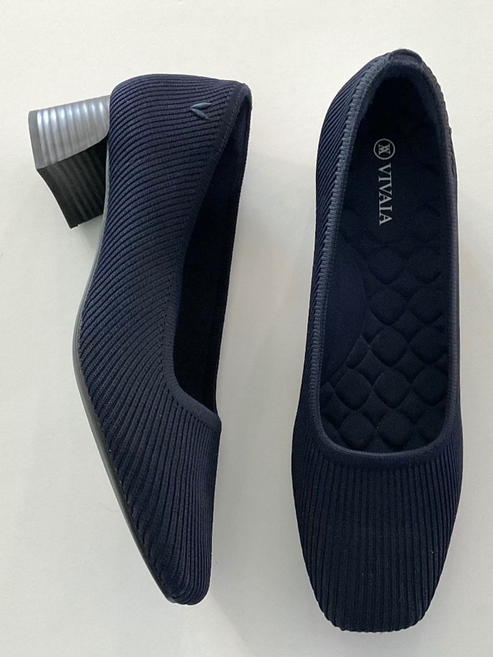 VIVAIA Melody Pro Square Toe Chunky Heel Navy Blue Size EU 41.5